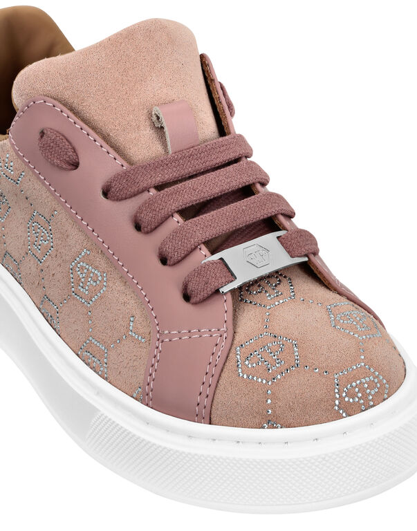Suede Lo-Top Sneakers Monogram Strass