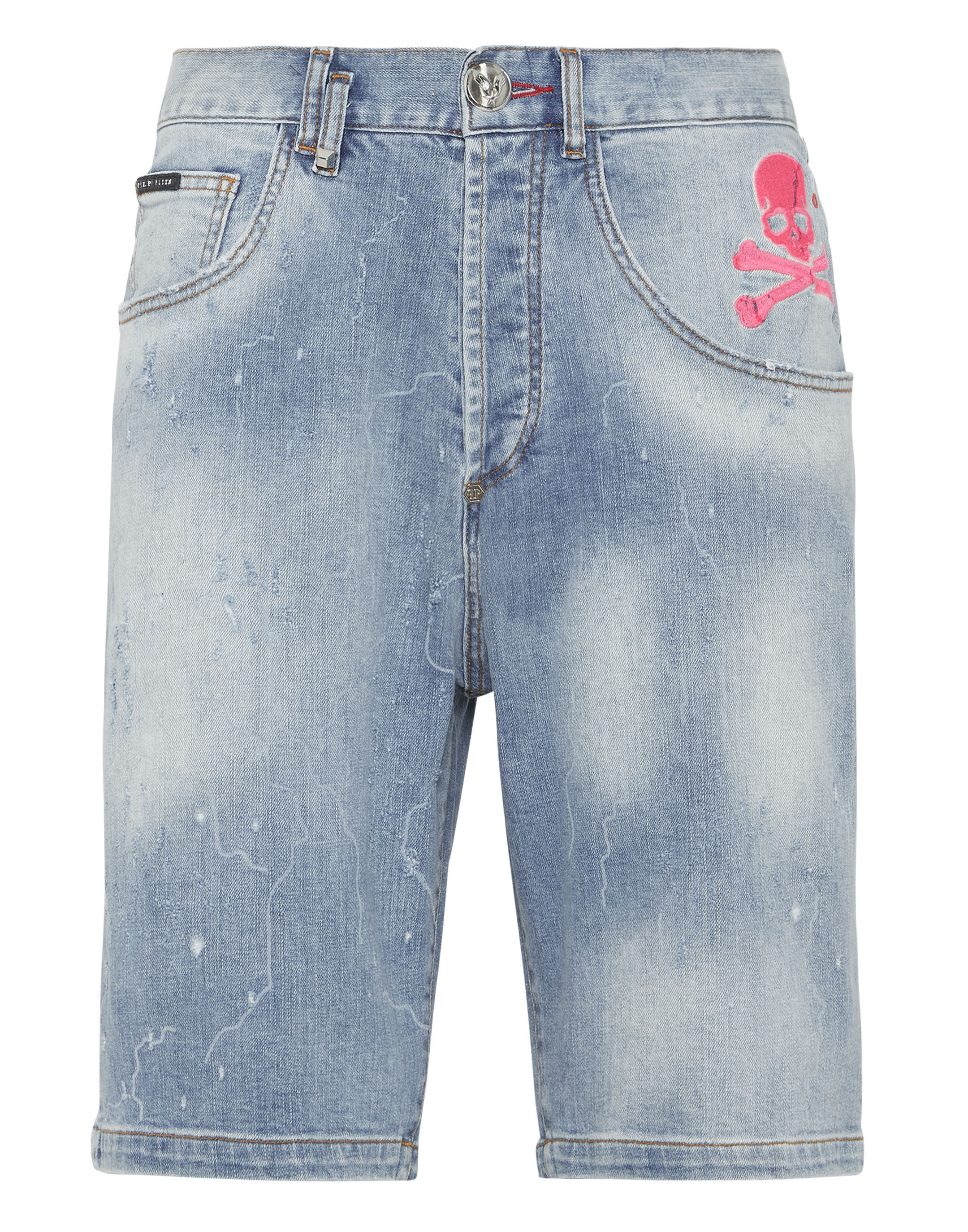 Denim Shorts Formentera Fit Skull Bones Philipp Plein