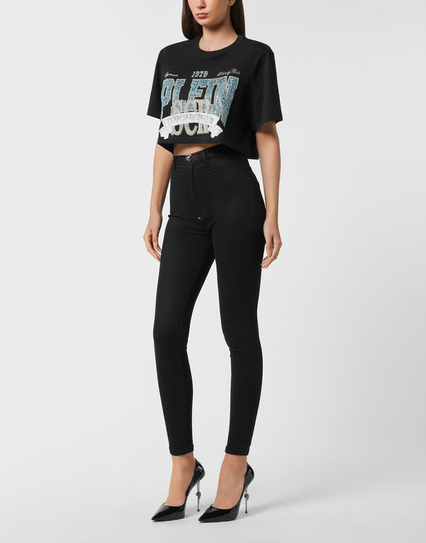 T-shirt Round Neck SS Crop Vintage Print