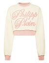 Cropped Round Neck Sweatshirt Patch Signature