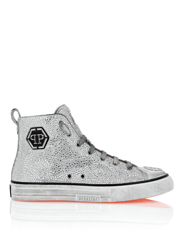 Suede Hi-Top Sneakers Strass Hexagon