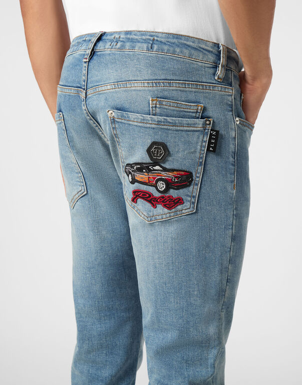 Denim Super Straight Cut Fit Trousers Cars Racing