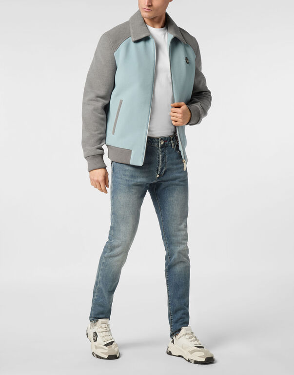Satin Coster Bomber Jacket Contrast