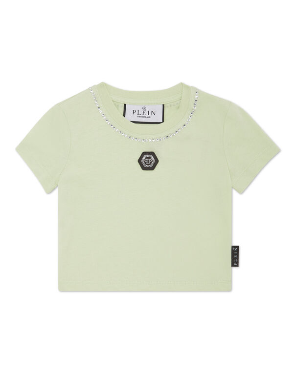 Cropped T-shirt Strass Round Neck SS