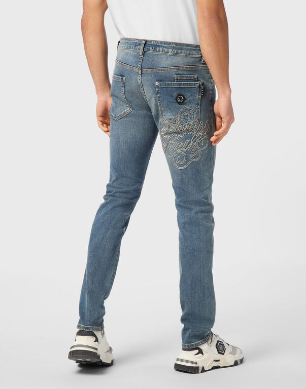 Denim Trousers Super Straight Cut Studs