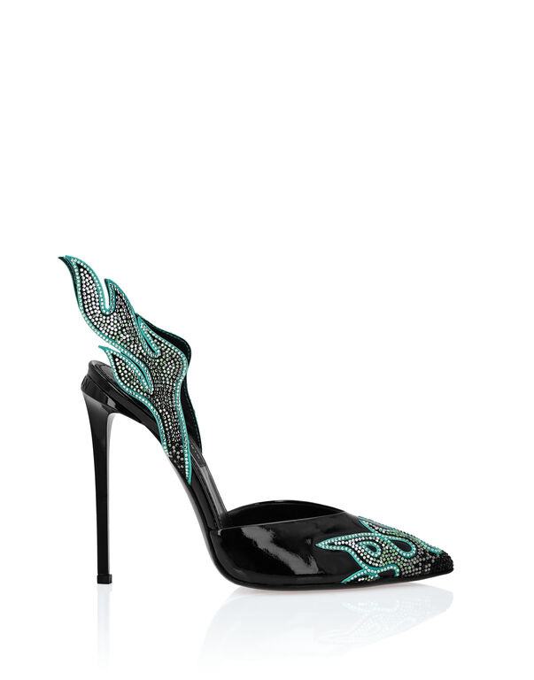 Leather Slingback High Heels 12 Flame