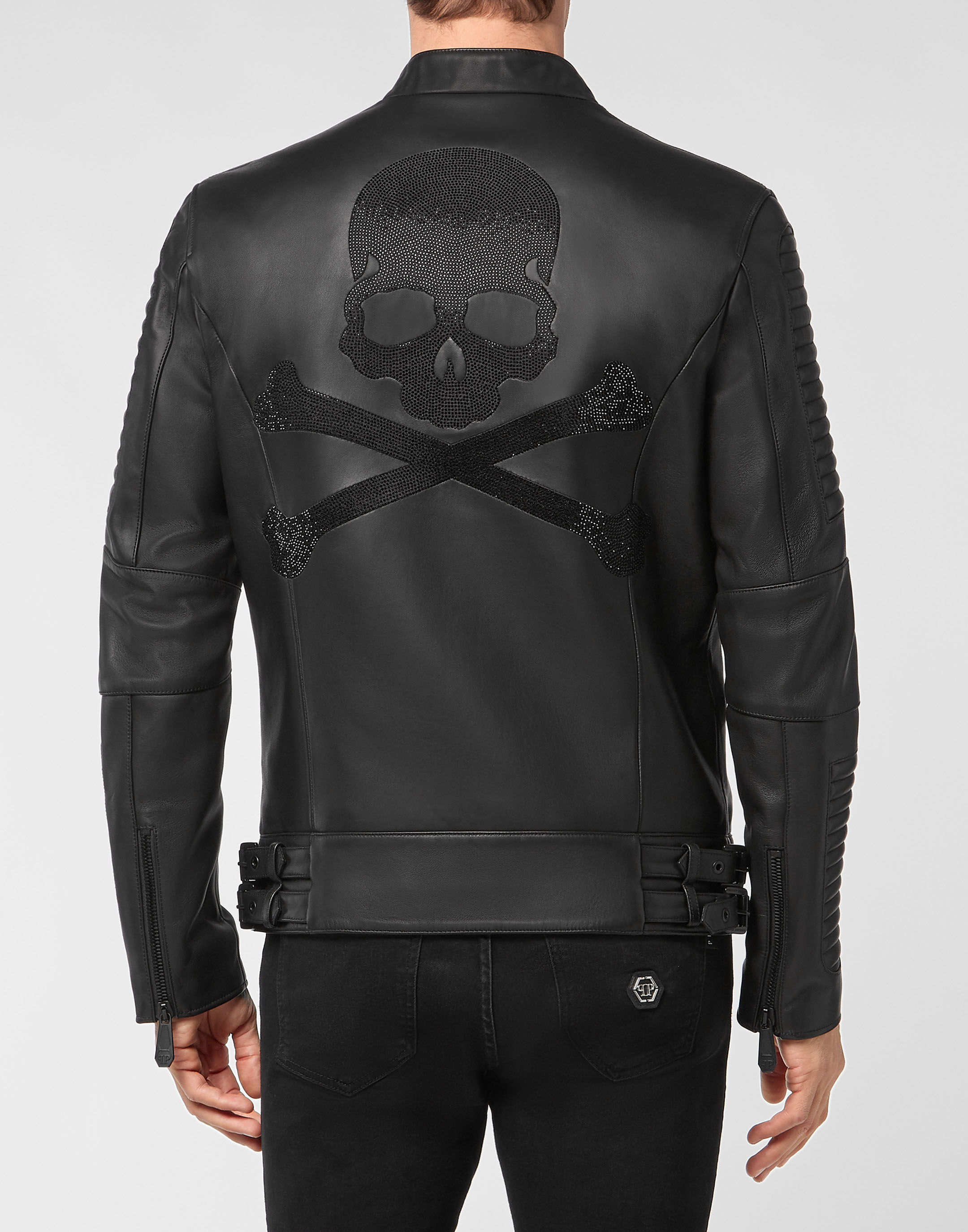 Philipp plein leather jacket skull hot sale
