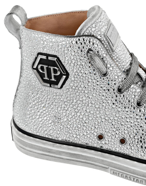 Suede Hi-Top Sneakers Strass Hexagon