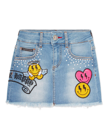 Denim Mini Skirt Smile