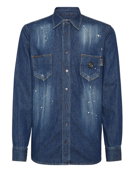 Denim Shirt Long-Sleeve Skull&Bones
