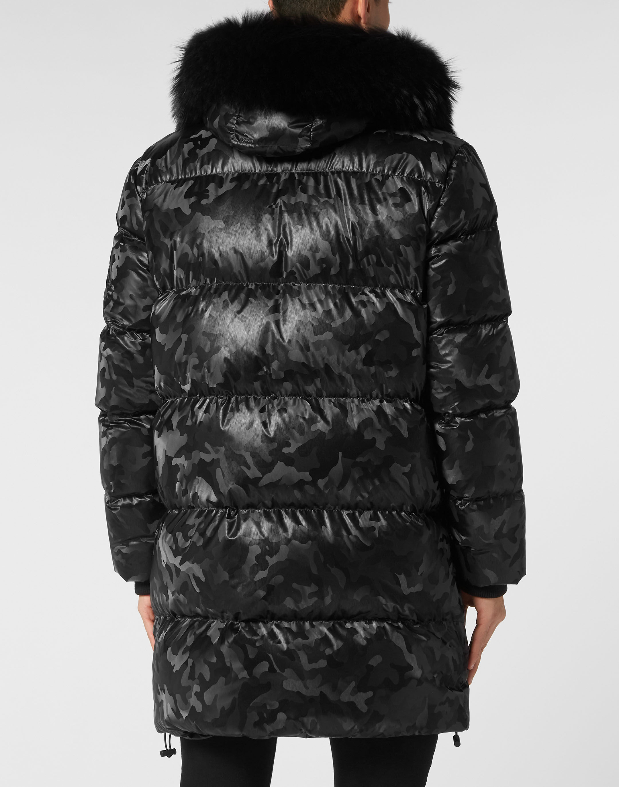 Nylon Parka With Fur Details Philipp Plein