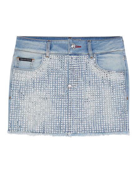 Denim Mini Skirt Crystal