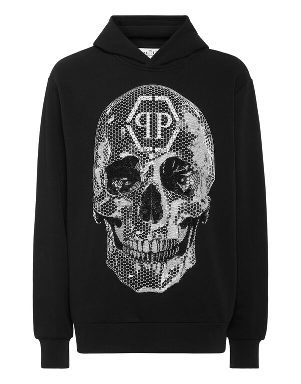 Fleece Hoodie Sweatshirt Skull Strass