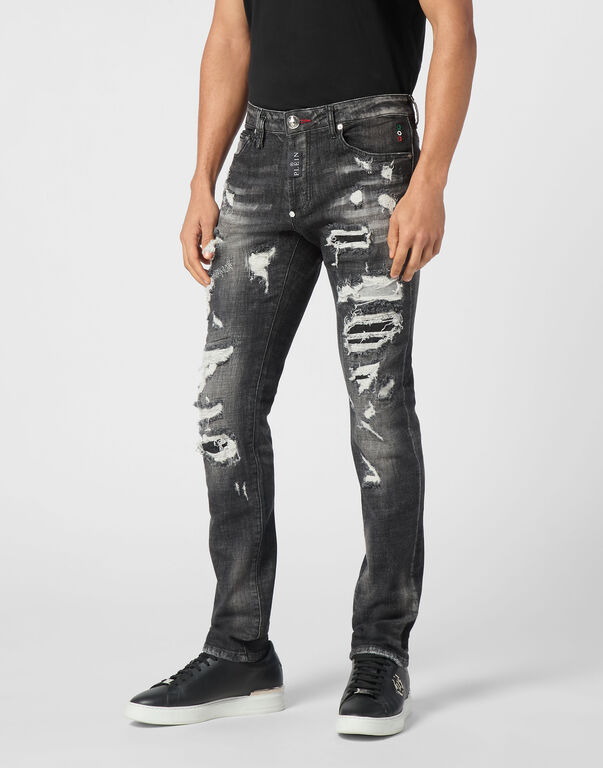 Denim Super Straight Cut Fit Trousers Hexagon