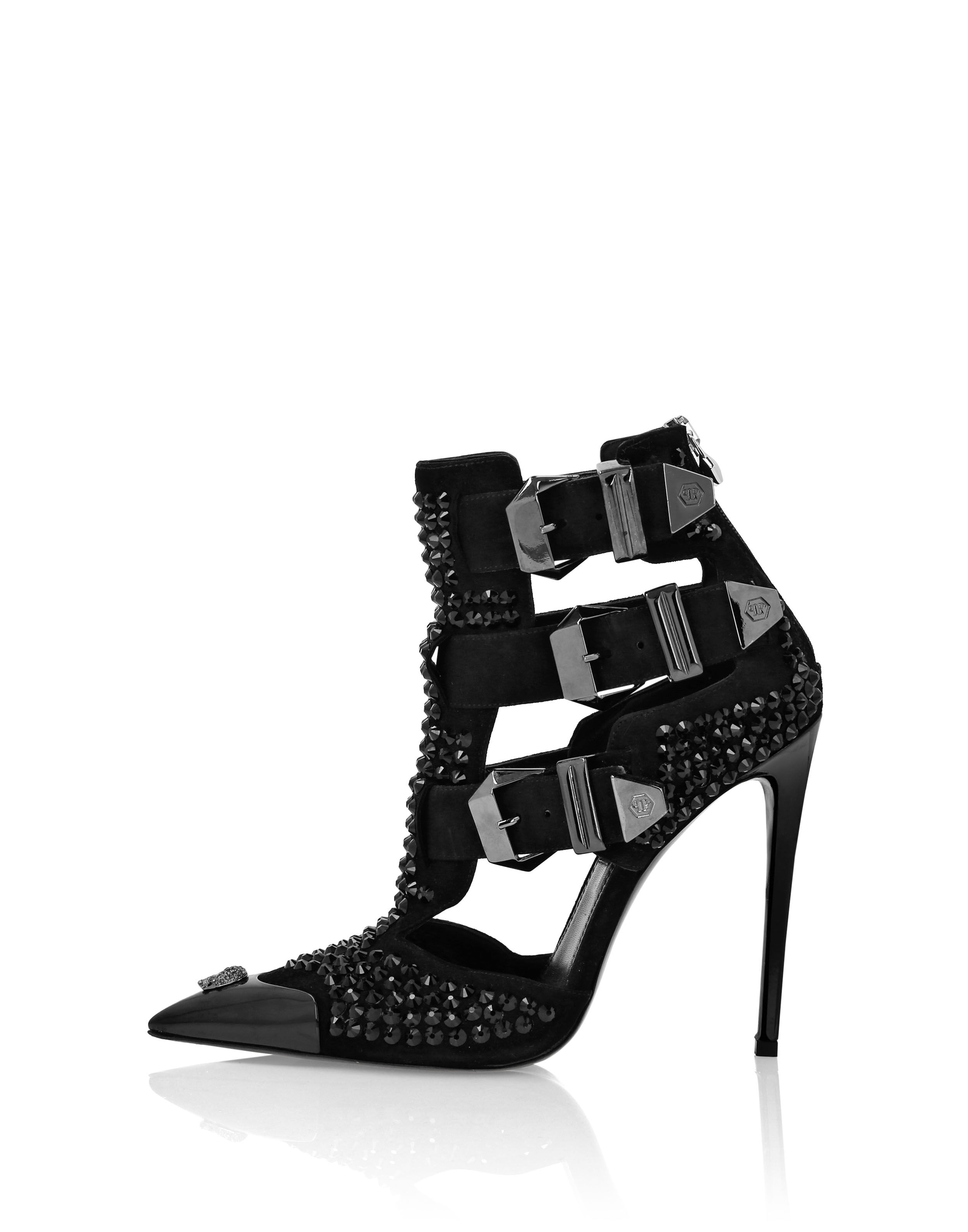 Suede Strass Sandals High Heels Skull | Philipp Plein