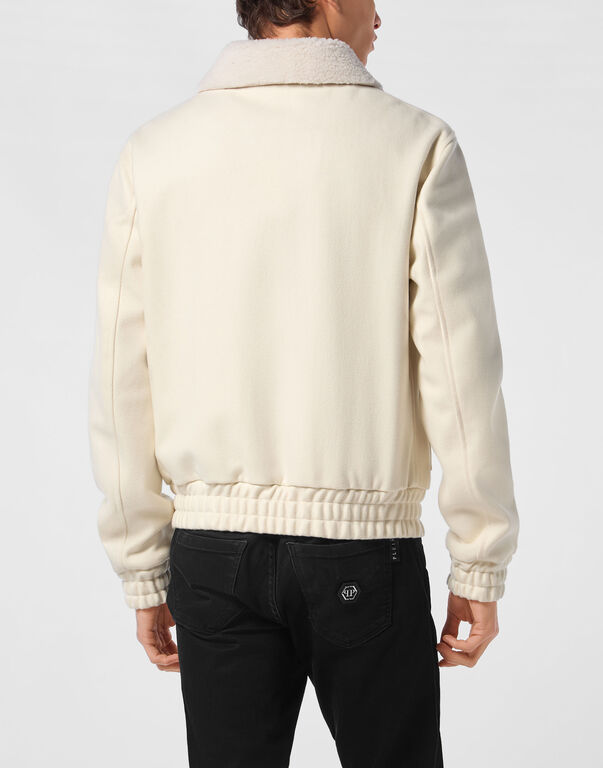 Wool Aviator Jacket With Shirling Cape