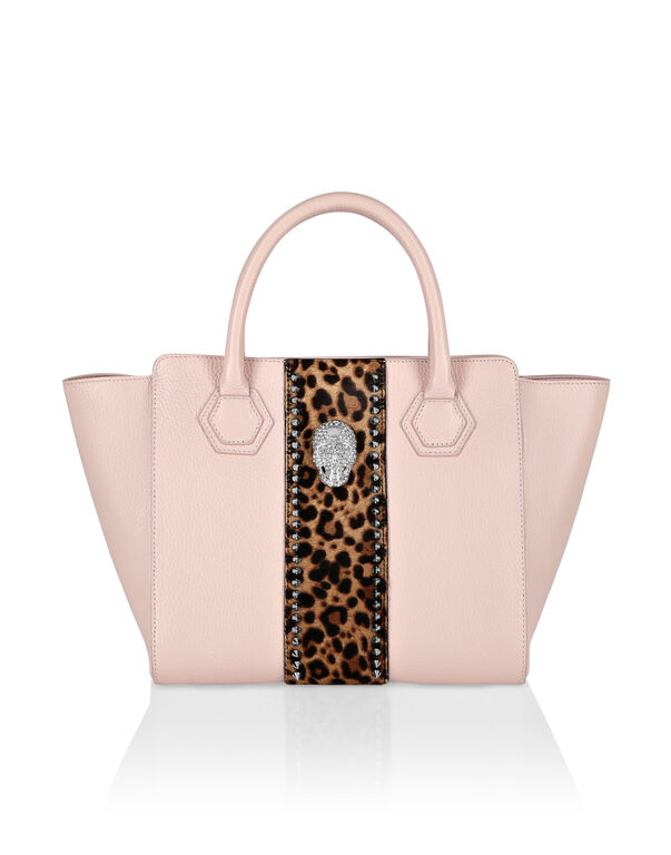 Handle bag small size skull crystal Leopard