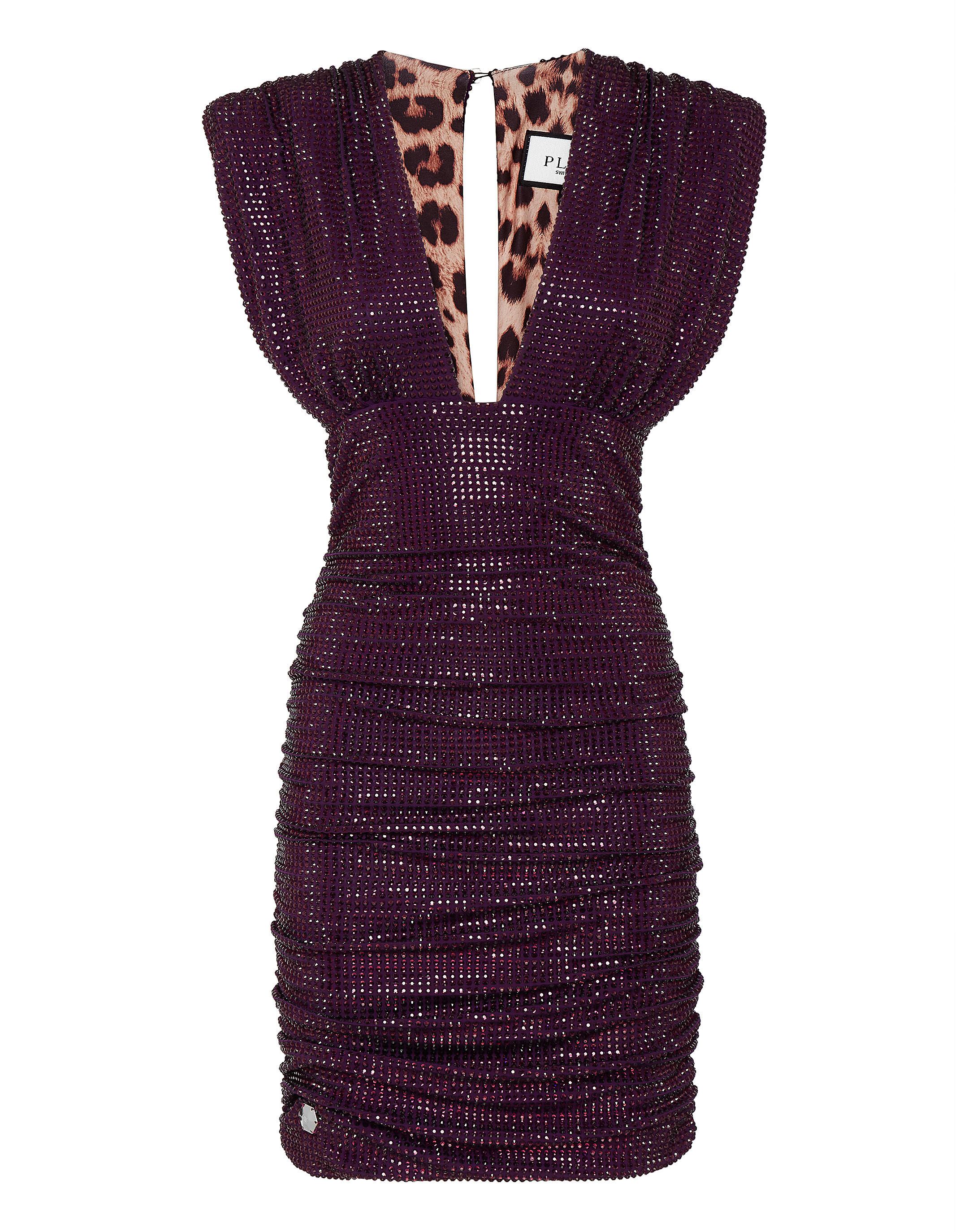 Philipp Plein crystal-embellished zebra-print dress - Purple