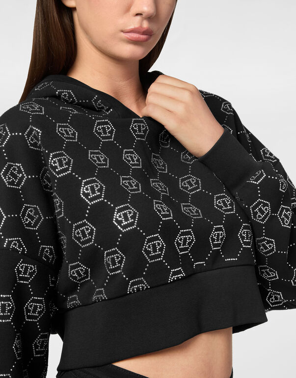 Cropped Hoodie Sweatshirt Monogram