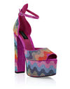 Crystal Platform Sandals Hi-Heels Waves Rainbow