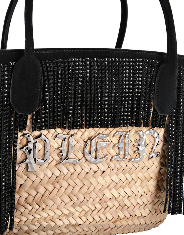 Raffia & Leather Large Handle Bag