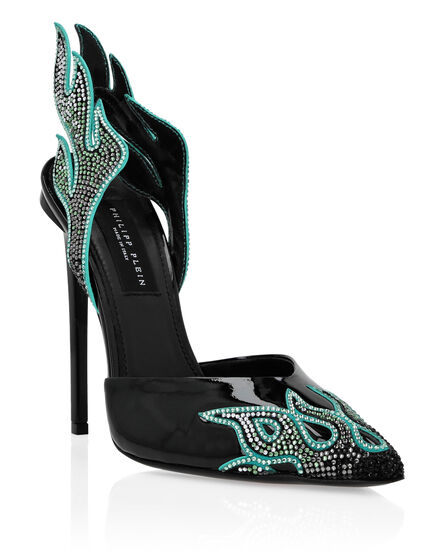 Leather Slingback High Heels 12 Flame