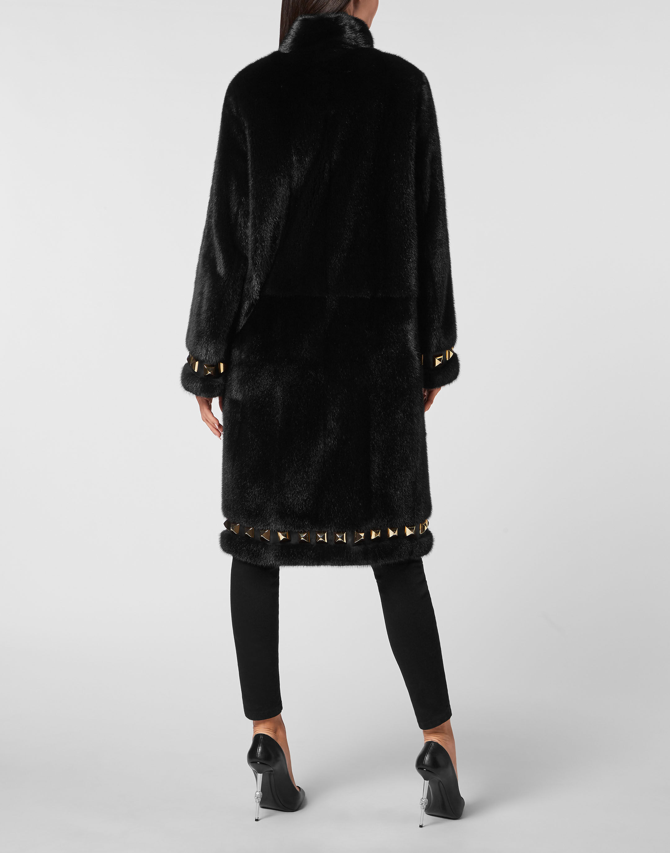 Sheared Mink Hooded Reversible Jacket with Chinchilla Trim