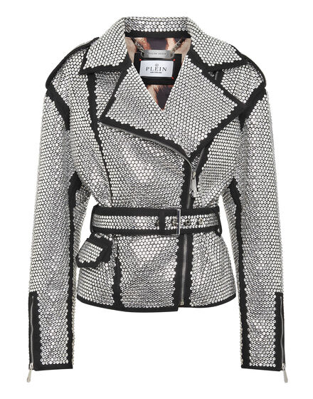 Oversized Biker Jacket Crystal