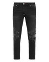 Denim Trousers Skinny Fit with Python Inserts