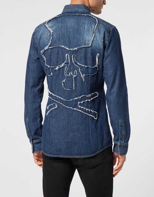 Denim Shirt Long-Sleeve Skull&Bones