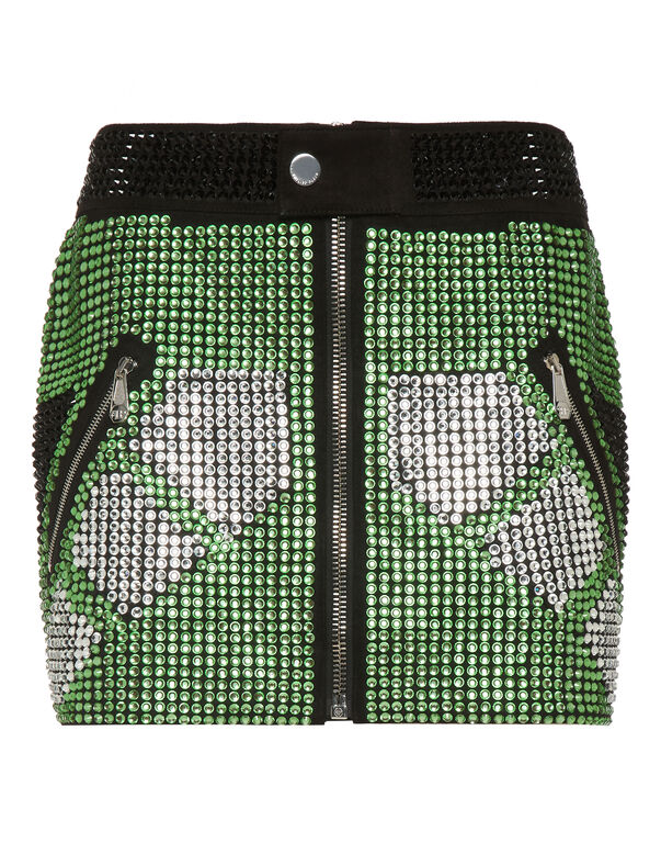 Leather Strass  Skirt Mini Crystal