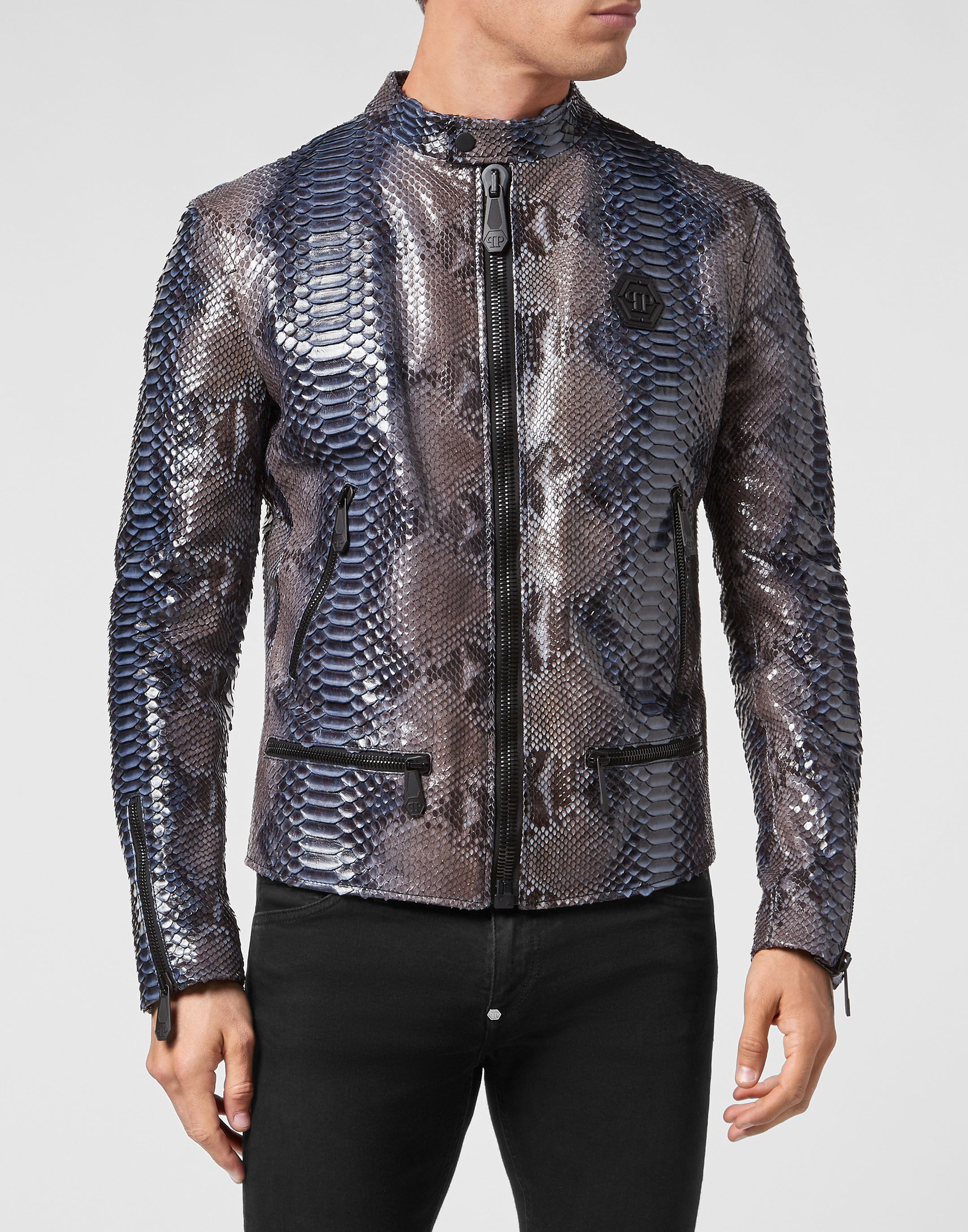 Python Leather Moto Jacket Luxury Philipp Plein