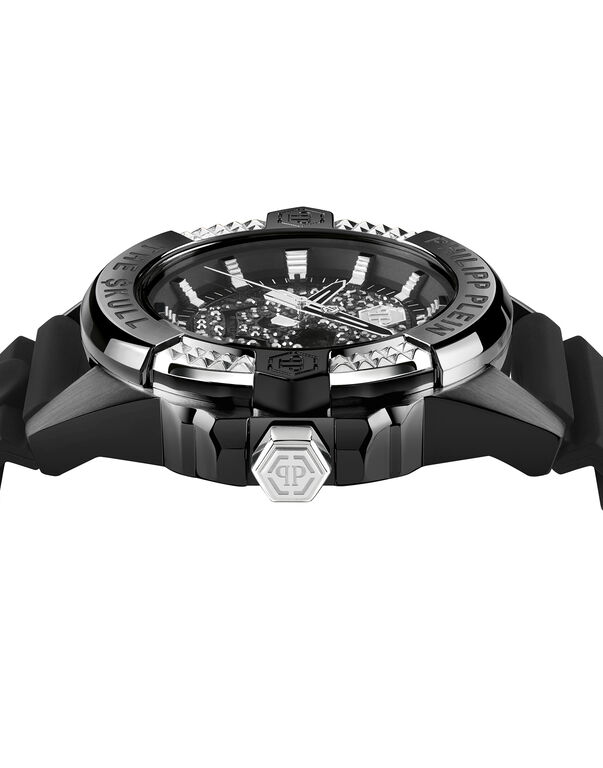 THE $KULL 44MM - BICO CASE - BLACK DIAL - BLACK STRAP - Watch Skull