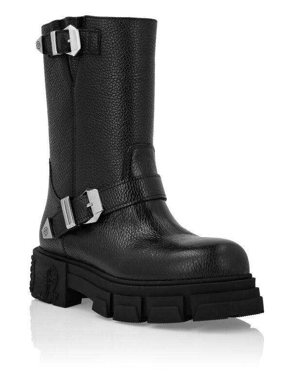 Deer Leather Boots Flat High Gothic Plein