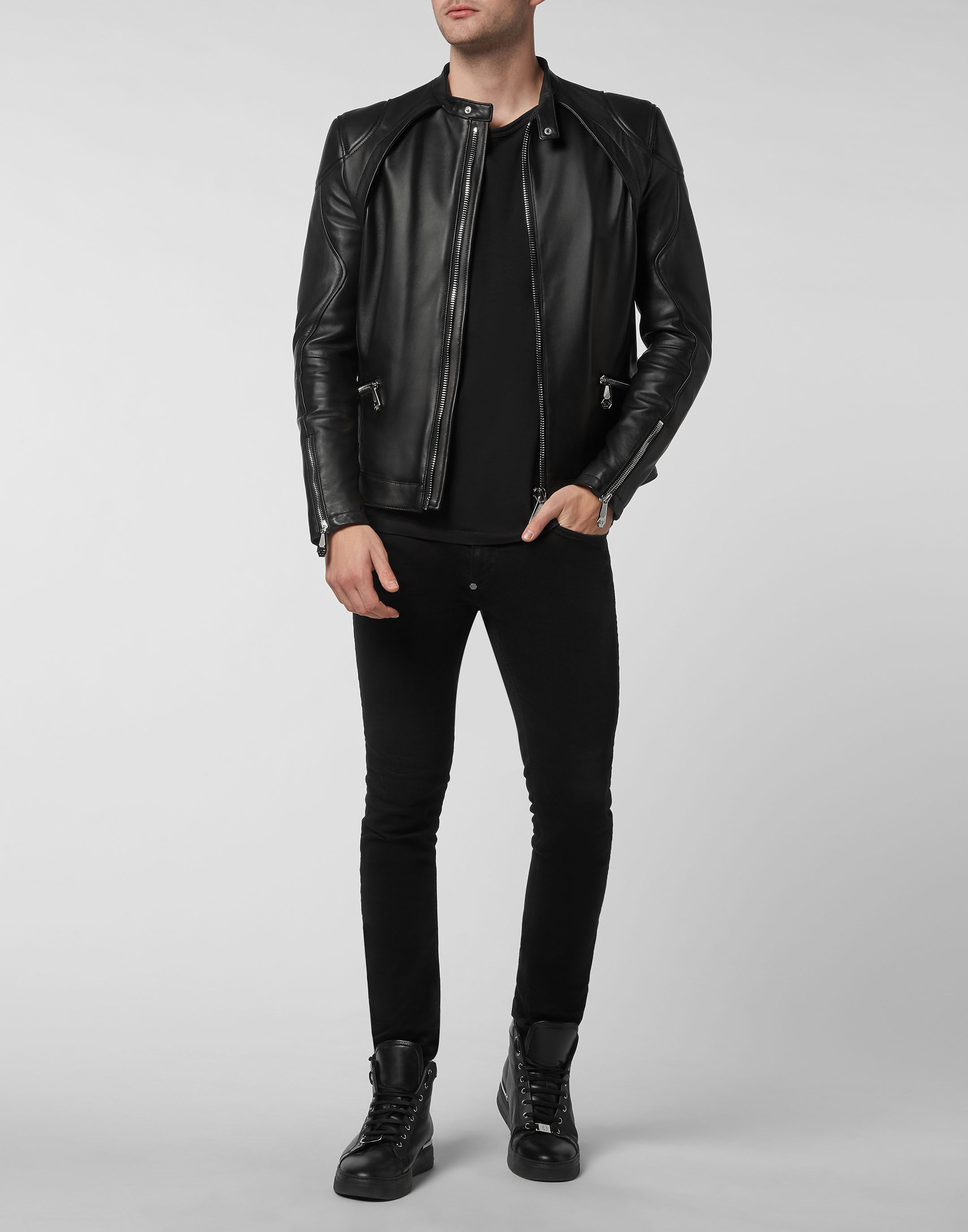 Philipp plein leather biker jacket clearance