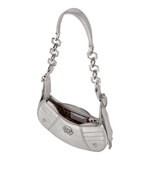Deer Embossed Shimmer Leather Shoulder Bag