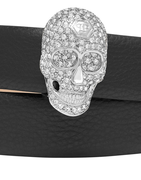 Leather Belt Skull with with Crystals
