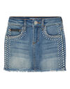 Denim Mini Skirt Rib Strass