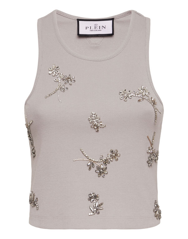 Jersey Rib Tank Top Flowers