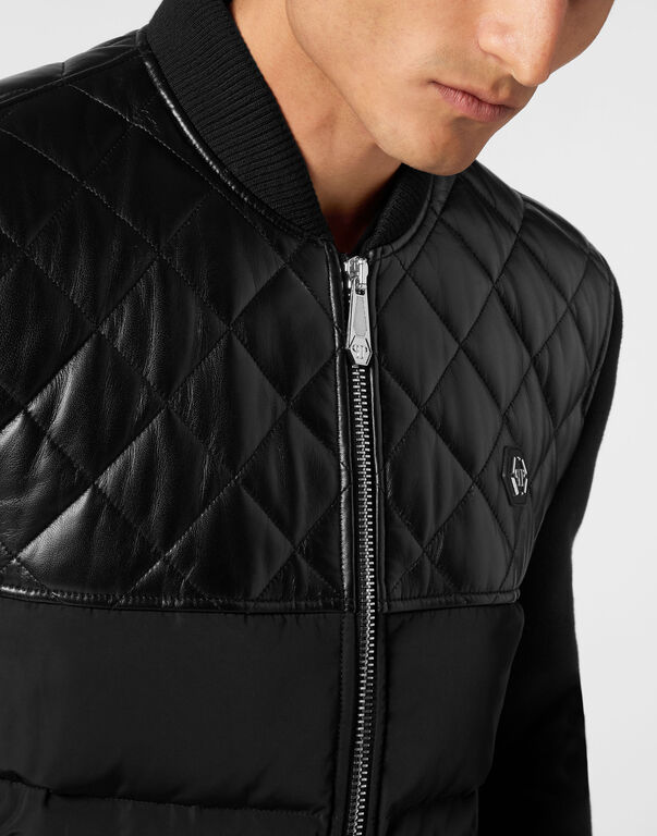 Puffer Leather Bomber Jacket LS