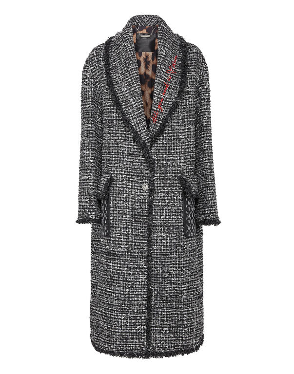 Bouclé Coat Long Embroidery
