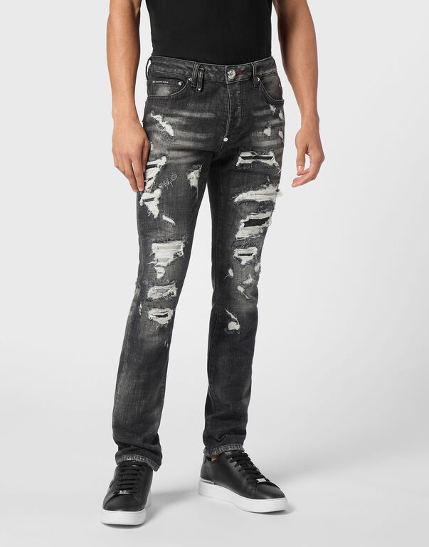 Denim Super Straight Cut Fit Trousers Cars Racing