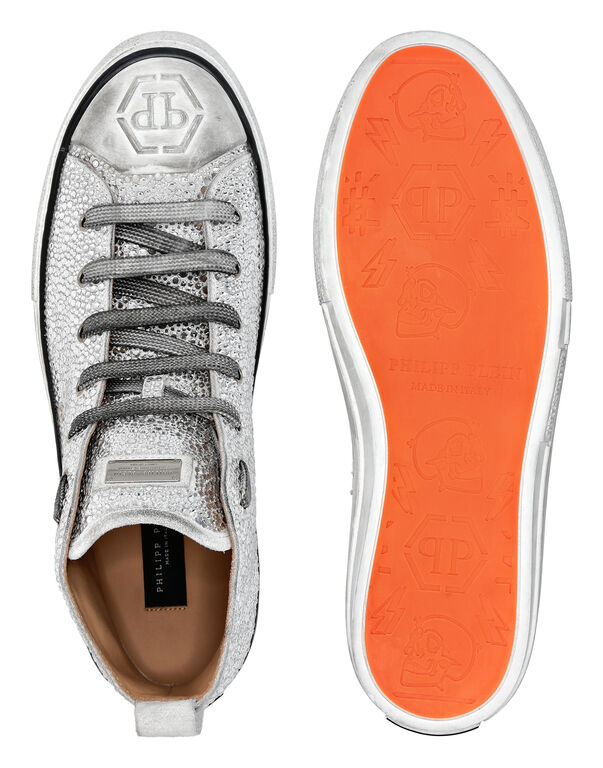 Suede Hi-Top Sneakers Strass Hexagon