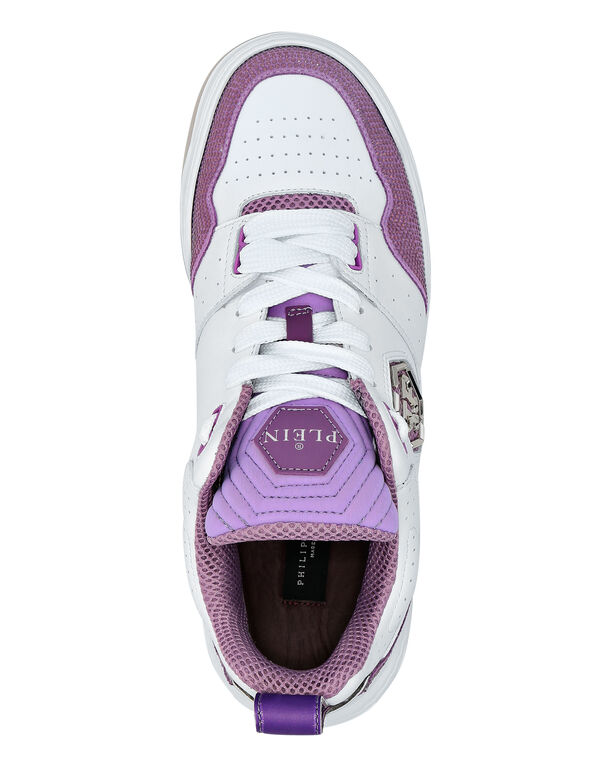 Mix Leather Lo-Top Sneakers Crystal