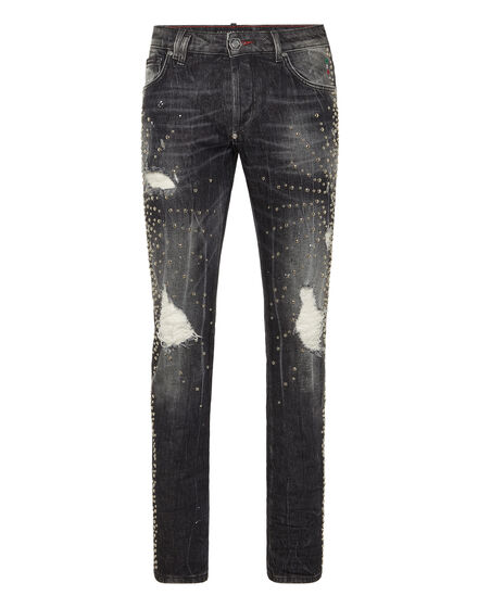Denim Super Straight Cut Trousers Studs