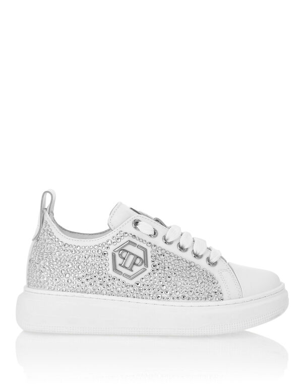 Satin Lo-Top Sneakers Strass Hexagon
