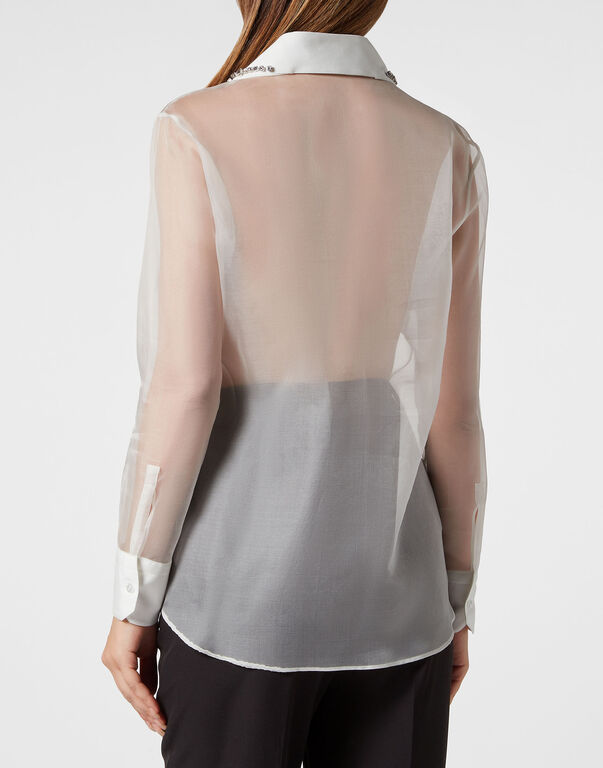 Organza Regular Collar Strass Shirt