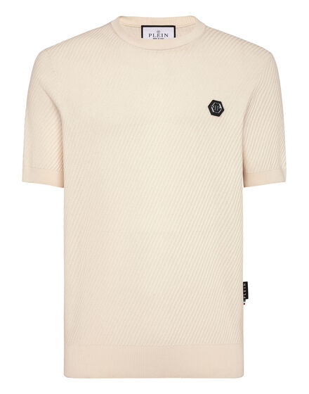 Knited Round Neck T-Shirt Wool Silk Blend