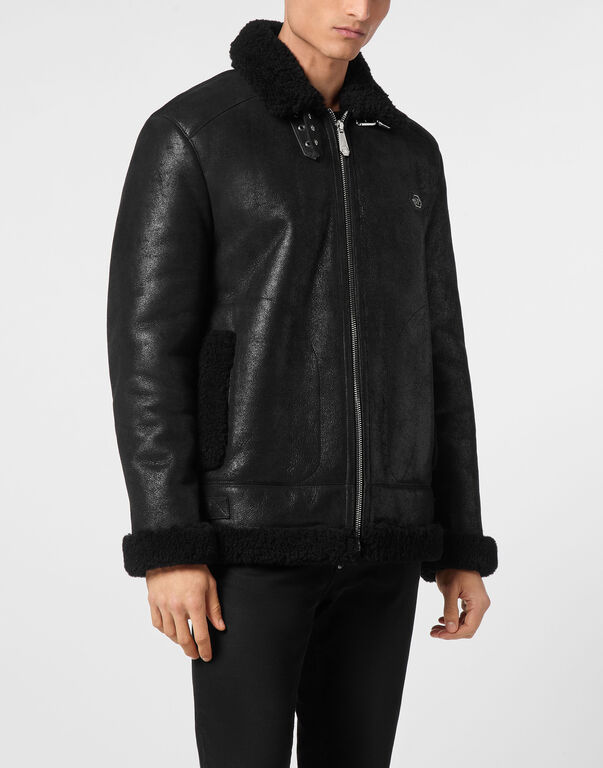 Shearling Leather Biker Jacket
