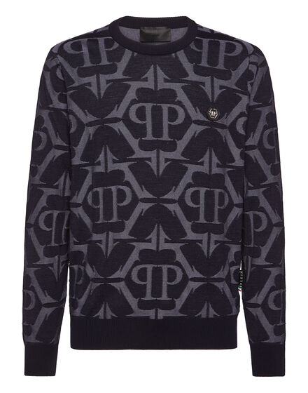 Louis Vuitton Sweater Black Cashmere Wool Silk Gold Applications